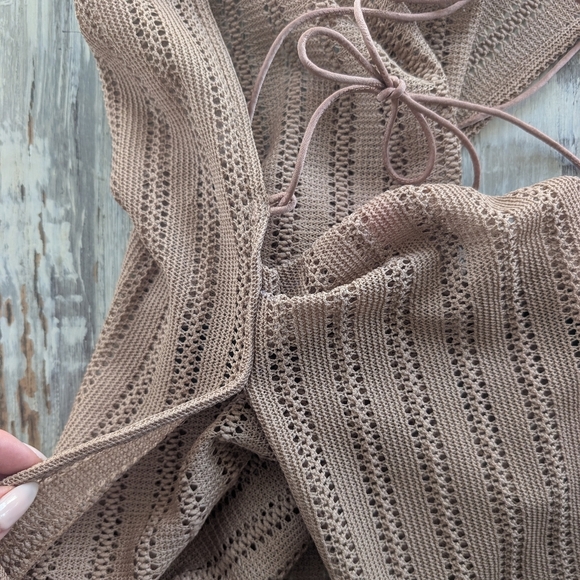 Michael Costello X Revolve Shannon Crochet Maxi Dress Nude Women's Medium - Picture 7 of 9